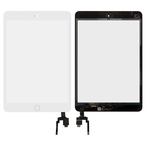 Сенсорний екран для Apple iPad Mini 3 Retina, з мікросхемою, з кнопкою HOME, білий, з мікросхемою, з кнопкою HOME