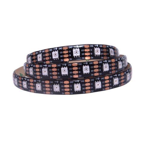 Світлодіодна стрічка RGB SMD5050, WS2813 чорна, з управлінням, IP65, 5 В, 60 діодів м, 1 м