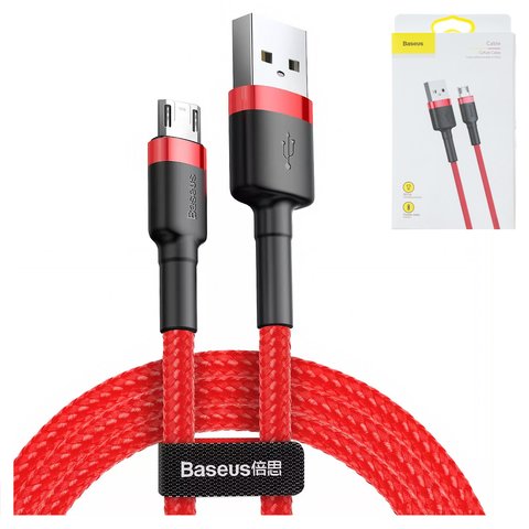 USB кабель Baseus Cafule, USB тип A, micro USB тип B, 100 см, 2,4 А, червоний, #CAMKLF B09