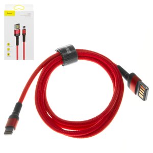 USB кабель Baseus Cafule, USB тип A, Lightning, 100 см, 2,4 А, красный, в нейлоновой оплетке, #CALKLF G09