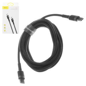 USB кабель Baseus Cafule, 2xUSB тип C, 200 см, 3 A, черный, в нейлоновой оплетке, #CATKLF HG1