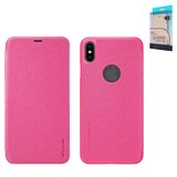 Чохол Nillkin Sparkle laser case для iPhone X, iPhone XS, рожевий, книжка, з отвором під логотип, пластик, PU шкіра, #6902048147409