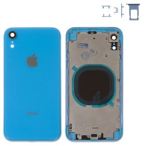 Корпус для iPhone XR, синій, з тримачем SIM карти, з боковими кнопками