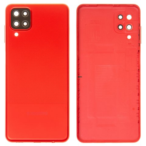 Задня панель корпуса для Samsung A125F Galaxy A12, червона, із склом камери, з боковою кнопкою