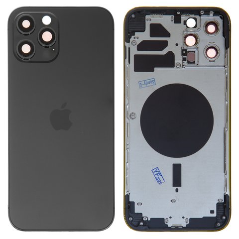 Корпус для iPhone 12 Pro Max, сірий, з тримачем SIM карти, з боковими кнопками, graphite