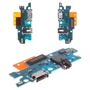 Шлейф для Samsung M205F DS Galaxy M20, конектора навушників, конектора зарядки, з мікрофоном, High Copy, плата зарядки