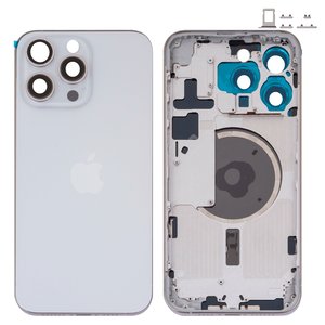 Корпус для iPhone 15 Pro Max, білий, з тримачем SIM карти, з боковими кнопками, Original PRC , EU Version, white titanium