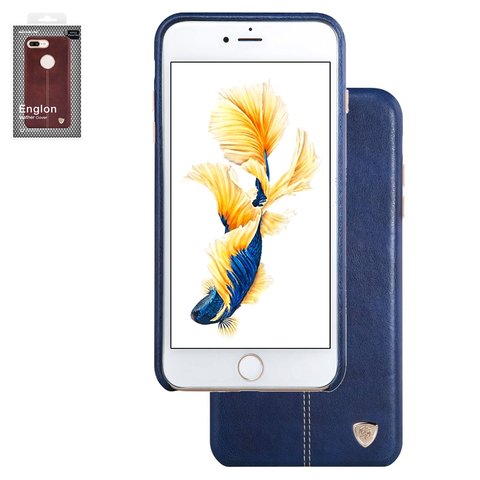 Case Nillkin Englon Leather Cover compatible with iPhone 7 Plus, dark blue, with logo hole, PU leather, plastic  #6902048127852