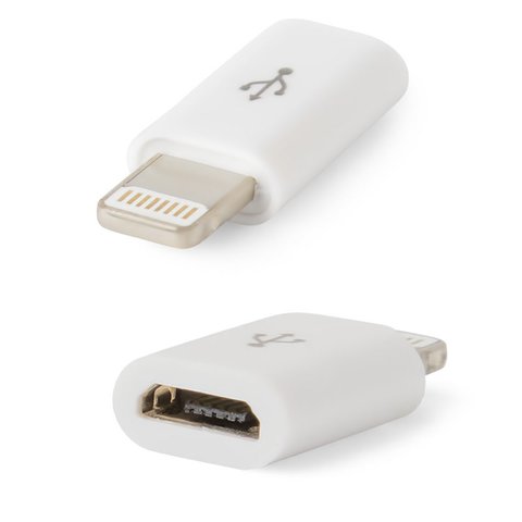 Адаптер для мобильных телефонов Apple, micro USB тип B, Lightning, белый