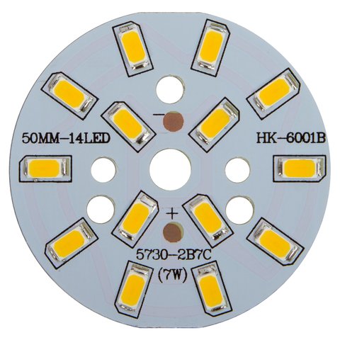 Placa PCB con diodos LED de 7 W luz blanca tíbia, 840 lm, 50 mm 