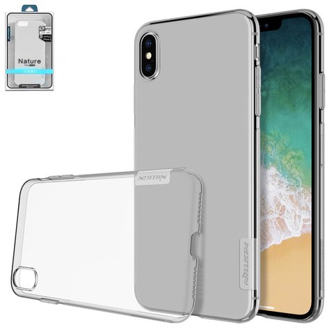 Чехол Nillkin Nature TPU Case для iPhone XS Max, серый, прозрачный, Ultra Slim, силикон, #6902048163324