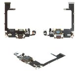 Шлейф для iPhone 11 Pro, коннектора наушников, коннектора зарядки, золотистый, с микрофоном, с компонентами, Original (PRC)