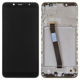 LCD compatible with Xiaomi Redmi 7A, (black, without logo, with frame, original (change glass) , MZB7995IN, M1903C3EG, M1903C3EH, M1903C3EI)