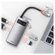 Concentrador USB Baseus Metal Gleam, USB tipo-A, USB tipo C, USB 3.0 tipo A, HDMI, con indicador, gris, 4 puertos, #CAHUB-CY0G