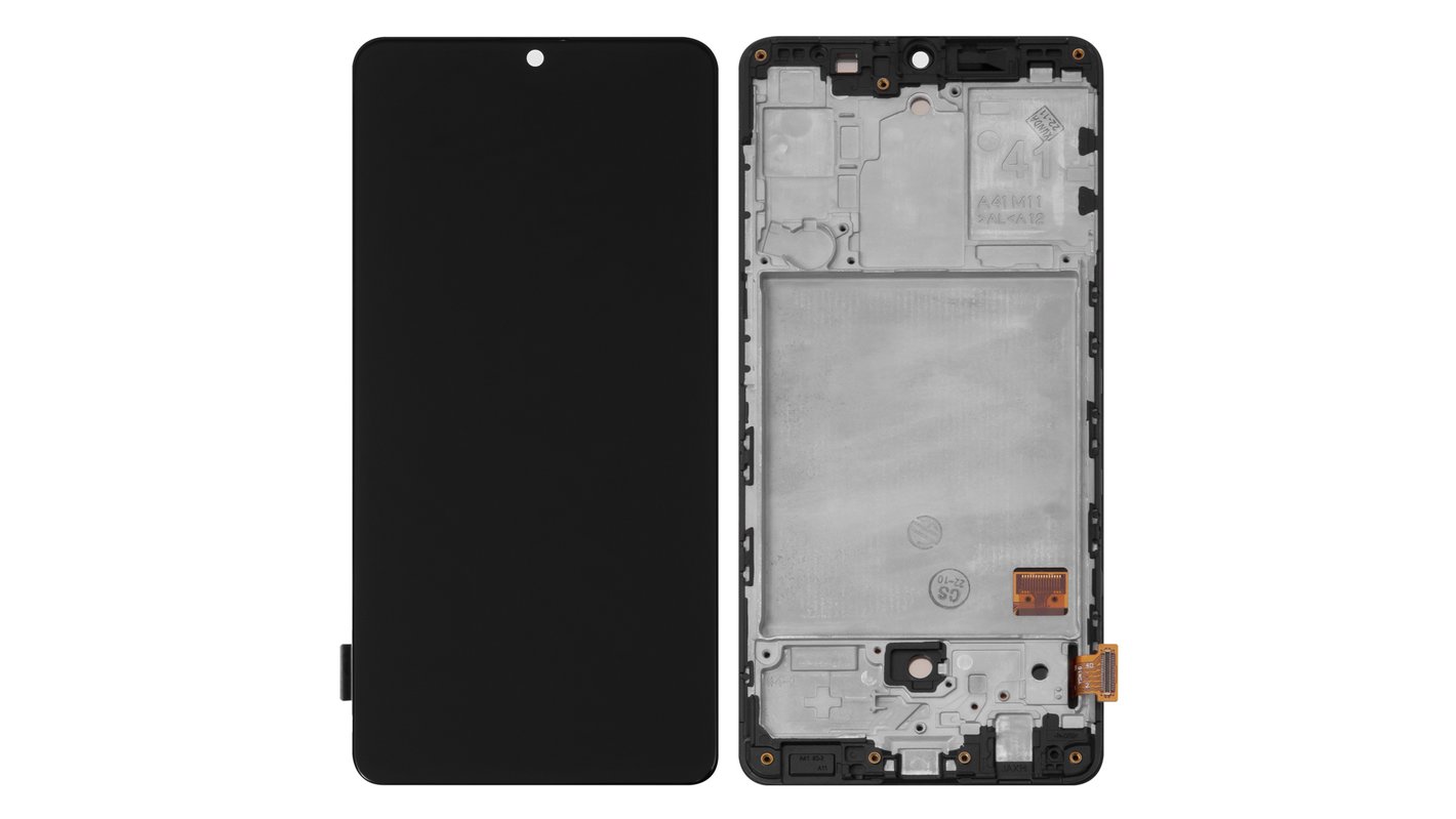 Дисплей для Samsung A415 Galaxy A41, черный, с рамкой, High Copy, (OLED) -  All Spares