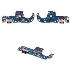 Шлейф для Motorola Moto G42, коннектора зарядки, с микрофоном, с компонентами, High Copy, плата зарядки