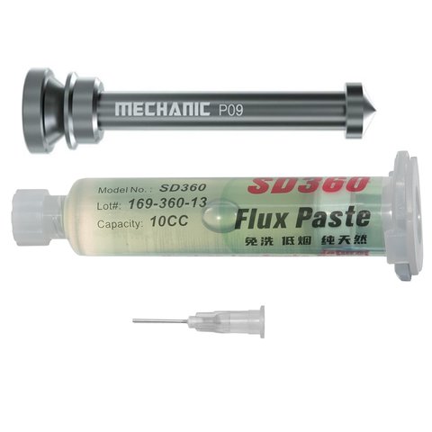 Fundente en pasta Mechanic SD360, con émbolo metálico, actividad baja, 10 ml