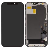 Pantalla LCD puede usarse con iPhone 12, iPhone 12 Pro, negro, con marco, HC, sin microchip, (OLED), GK OEM hard