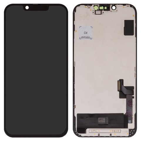 Pantalla LCD puede usarse con iPhone 14, negro, con marco, HC, sin microchip, OLED , GX OEM hard