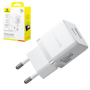 Сетевое зарядное устройство Baseus Palm, 20 Вт, Fast Charge, белый, 2 порта, #P10111608213 00