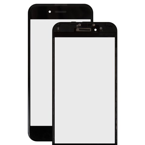 Housing Glass compatible with iPhone 6S, with OCA film, with frames, black 