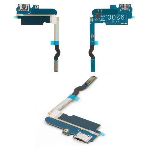 Flat Cable compatible with Samsung I9200 Galaxy Mega 6.3, I9205 Galaxy Mega 6.3, charge connector, with microphone, with components 
