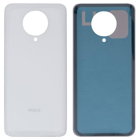 Housing Back Cover compatible with Xiaomi Poco F2 Pro, white, High Copy, Logo Poco, M2004J11G