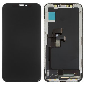 Pantalla LCD puede usarse con iPhone X, negro, con marco, Original PRC , Self welded OEM