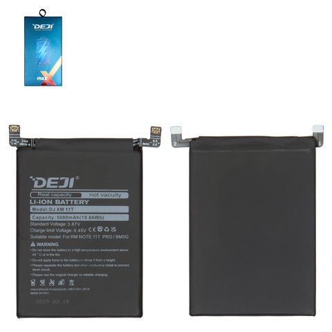 Batería Deji BM5G puede usarse con Xiaomi Poco X4 GT, Redmi Note 11T Pro, Li ion, 3.87 V, 5080 mAh