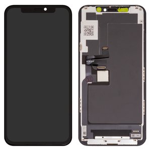 Pantalla LCD puede usarse con iPhone 11 Pro, negro, con marco, AAA, TFT , ZY, LTPS HD+