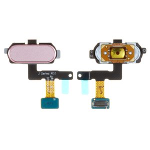 Шлейф для Samsung J530F Galaxy J5 2017 , J730F Galaxy J7 2017 , кнопки меню, рожевий, з пластиком, Original PRC 