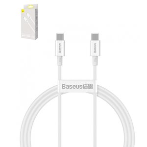 USB кабель Baseus Superior, 2xUSB тип C, 100 см, 100 Вт, білий, силіконовий, #CATYS B02