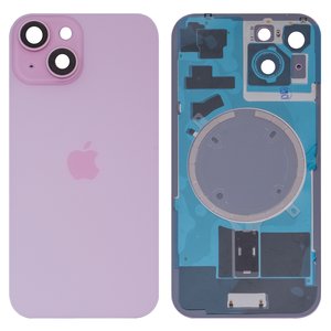 Задняя панель корпуса для iPhone 15, розовая, со стеклом камеры, Original PRC 