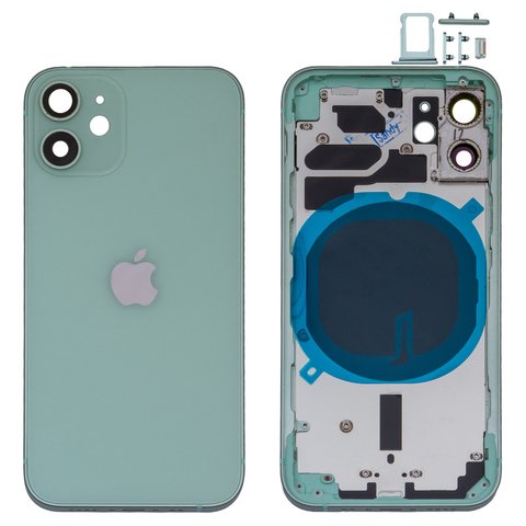 Корпус для iPhone 12 mini, зеленый, с держателем SIM карты, с боковыми кнопками, HC, green