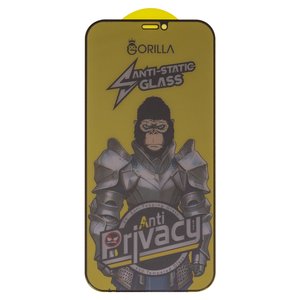 Захисне скло для Apple iPhone 12, iPhone 12 Pro, сумісне з чохлом, Full Glue, Anti Static, Anti Peeping, чорний, gorilla