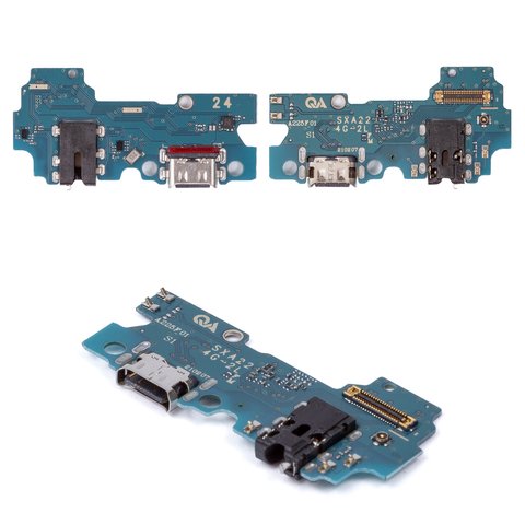 Шлейф для Samsung A225 Galaxy A22, конектора зарядки, з мікрофоном, з компонентами, Сopy, плата зарядки