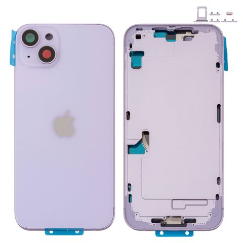 Корпус для iPhone 14 Plus, фиолетовый, с держателем SIM карты, с боковыми кнопками, Original PRC , EU Version, purple